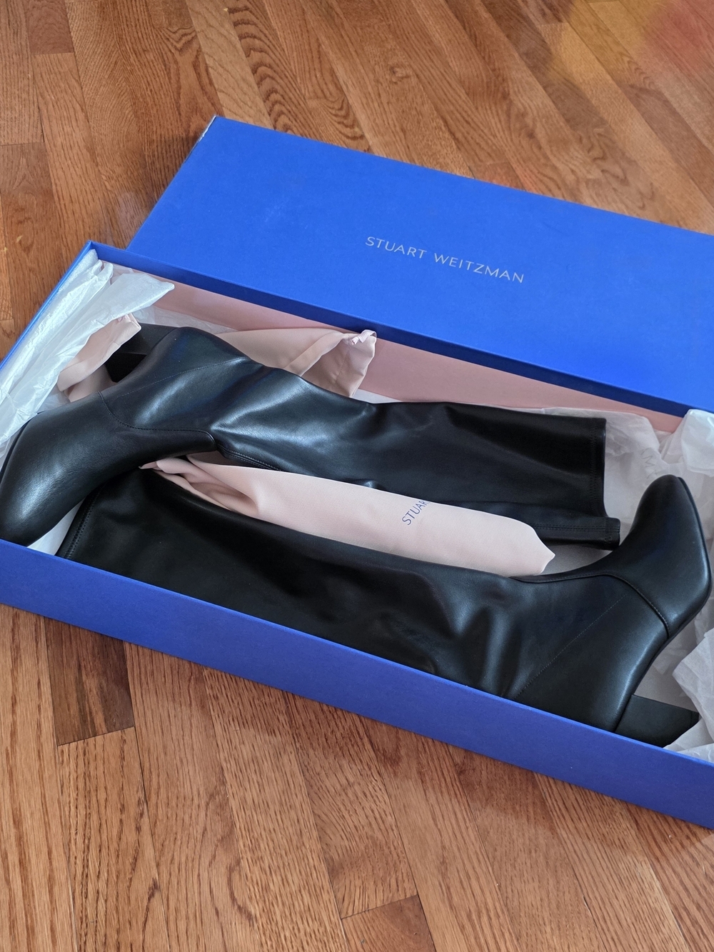 Stuart Weitzman Black Leather Knee-High Heel Boots